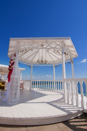 pavilion by the seaの写真素材