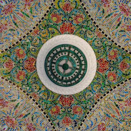 Tiled ceiling of the Indian Memorial Fountain dome in Yokohamaâ€™s Yamashita Park, donated in...