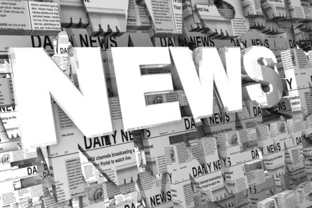 The word news written in white with newspapers behind. の写真素材