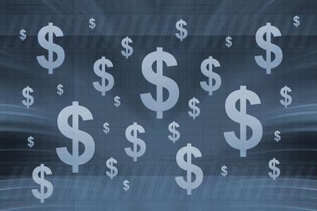 dollar signs on blue backgroundの写真素材