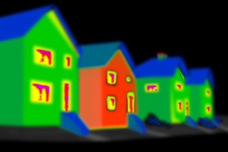 Thermal imaging of a house in a black area.の写真素材