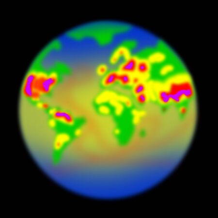 Thermal imaging of the earth in a black area.の写真素材