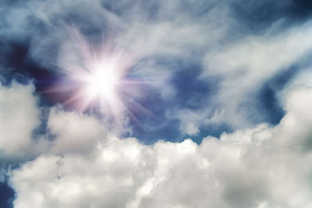 White clouds in a blue skyの写真素材
