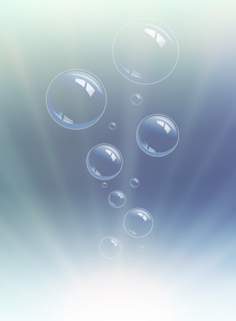 Bubbles with light, underwaterの写真素材