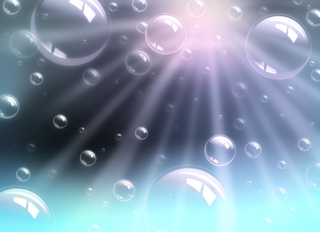 Bubbles with light, underwaterの写真素材