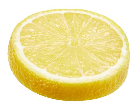 Lemon slice fruit isolated on whiteの写真素材