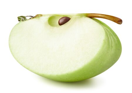 green apple slice isolated on whiteの写真素材
