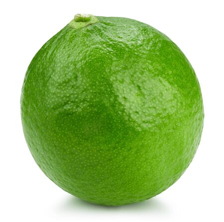 limes fruit isolated on whiteの写真素材