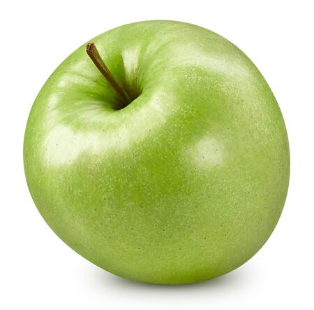 fresh green apple isolated on whiteの写真素材