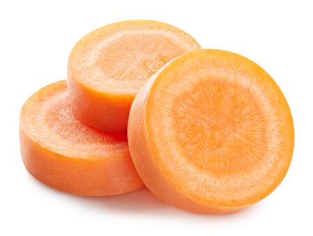 Carrot slice isolated on whiteの写真素材