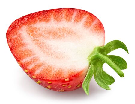 fresh slice Strawberry  isolated on whiteの写真素材