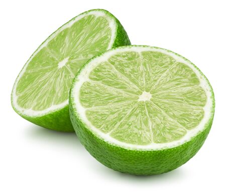 limes fruit isolated on whiteの写真素材