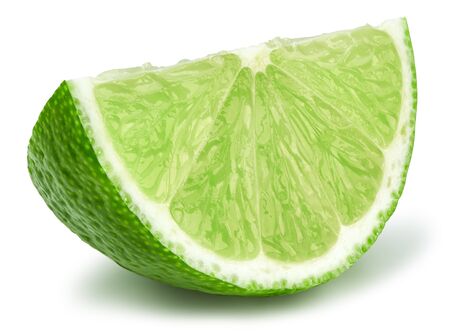 lime sliced isolated on whiteの写真素材