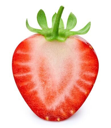Strawberry slice isolated on whiteの写真素材