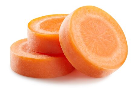 Carrot slice isolated on whiteの写真素材