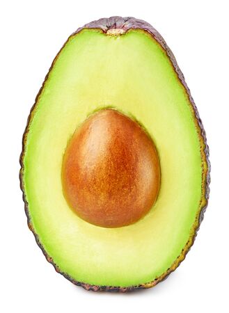 Avocado slice isolated on whiteの写真素材