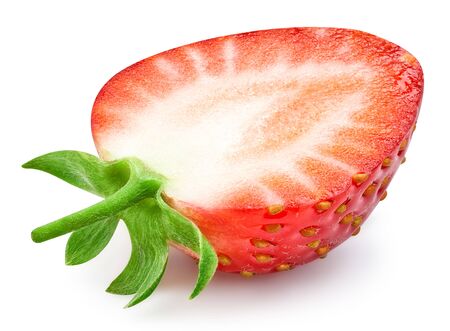 Strawberry slice isolated on whiteの写真素材