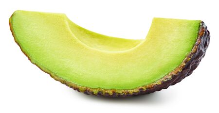 Avocado slice isolated on whiteの写真素材