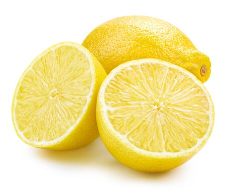 Fresh lemon fruit isolated on whiteの写真素材
