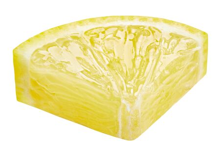 Lemon slice fruit isolated on whiteの写真素材