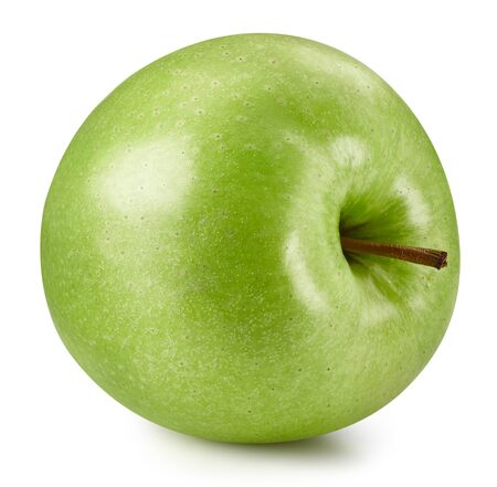 Juicy fresh apples Clipping Path. Green apples isolated on white background. Close up shotの写真素材