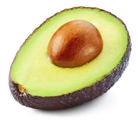 Avocado half isolated on white background. Ripe fresh Avocado Clipping Path.の写真素材