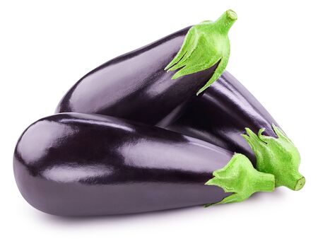Aubergine eggplant isolated on white. Eggplant Clipping Path.の写真素材