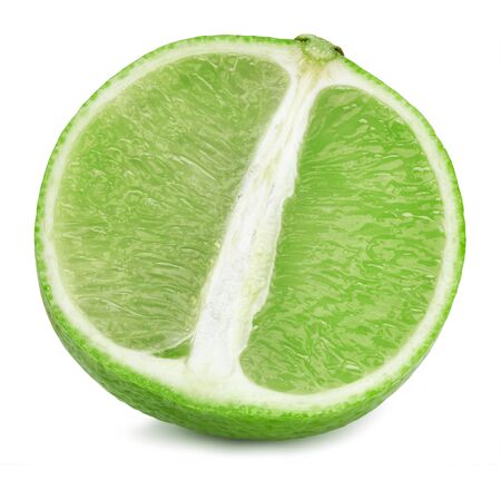 limes half isolated on white background. limes fruit Clipping Path.の写真素材