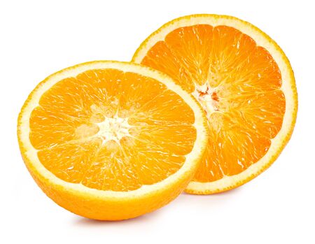 Orange fruits isolated on whiteの写真素材