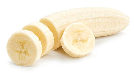 Banana Isolated with clipping path on a white background. Banana slices fruit.の写真素材