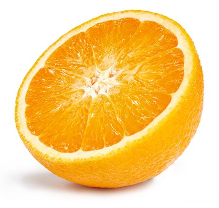 Orange fruits half isolated on white background. Orange Clipping Pathの写真素材