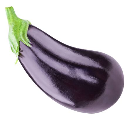 Eggplant Clipping Path. One aubergine eggplant isolated on white.の写真素材