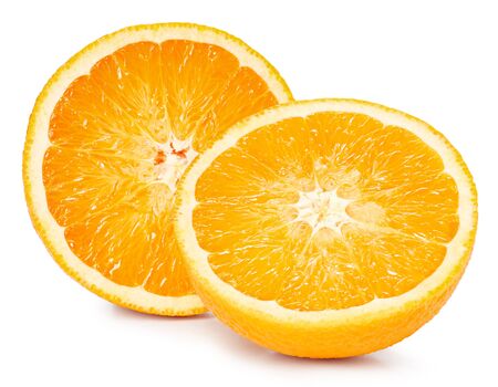 Orange fruits half isolated on white background. Orange Clipping Path.の写真素材