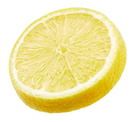 Lemon slice fruit isolated on whiteの写真素材