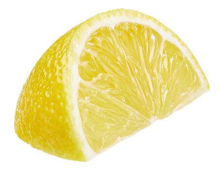 Lemon slice fruit isolated on whiteの写真素材