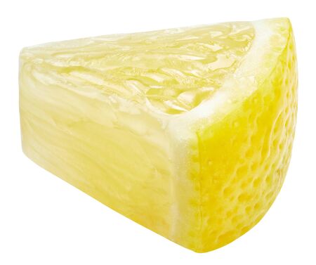Lemon slice fruit isolated on whiteの写真素材