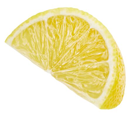 Lemon slice fruit isolated on whiteの写真素材