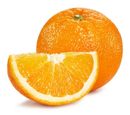 Orange fruits isolated on whiteの写真素材