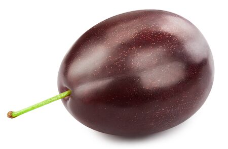 Ripe plum isolated on white background.の写真素材