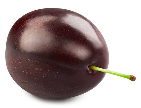 Ripe plum isolated on white background.の写真素材