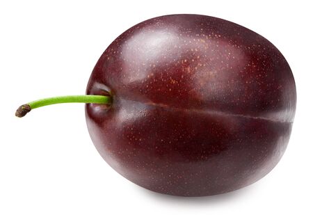 Ripe plum isolated on white background.の写真素材