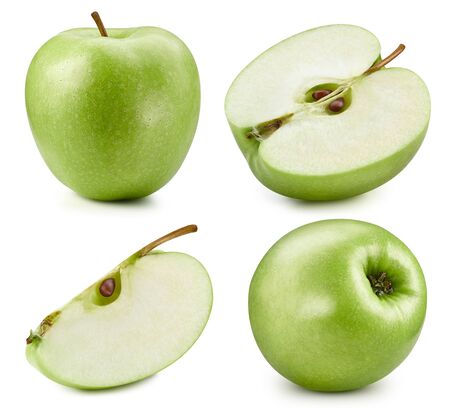 green apple isolated on whiteの写真素材
