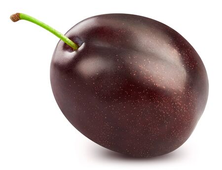Ripe plum isolated on white background.の写真素材