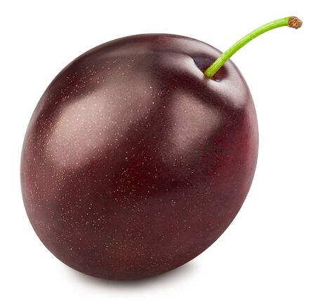 Ripe plum isolated on white background.の写真素材