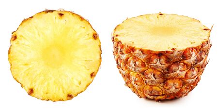Pineapple isolated on white Clipping Pathの写真素材