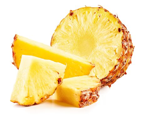 Pineapple isolated on white Clipping Pathの写真素材