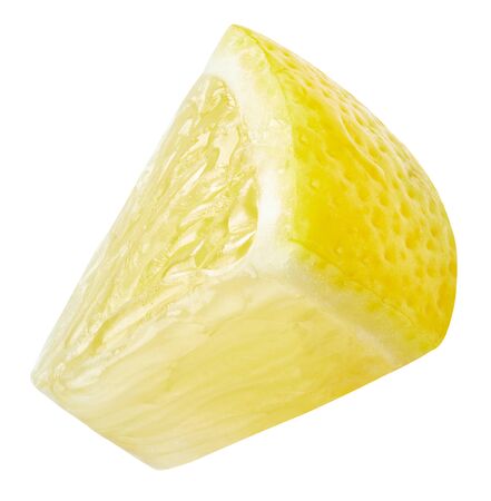Lemon slice fruit isolated on whiteの写真素材