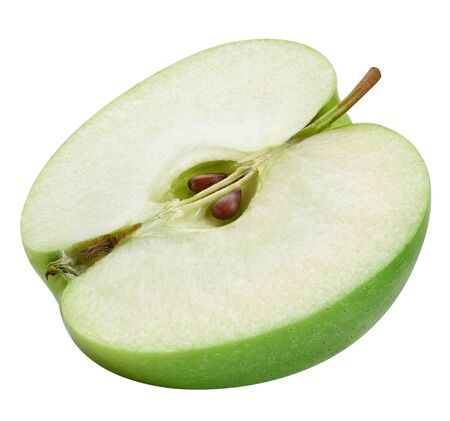 green apples isolated on whiteの写真素材