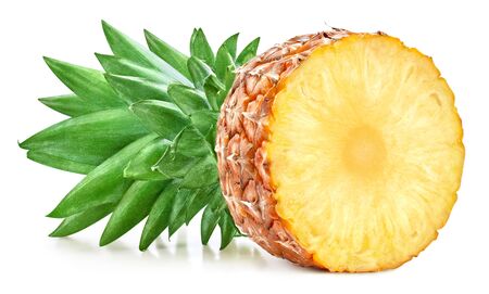 Pineapple isolated on white Clipping Pathの写真素材