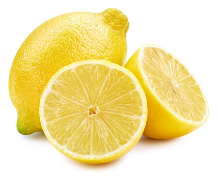 Lemon fruit  isolated on whiteの写真素材